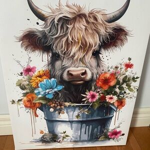 Colorful Highland Cow Canvas Art
